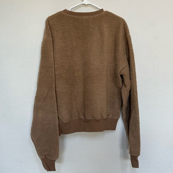 Good American Essentials Sherpa Boyfriend Sweatshirt size 3 = Large - Picture 5 of 7